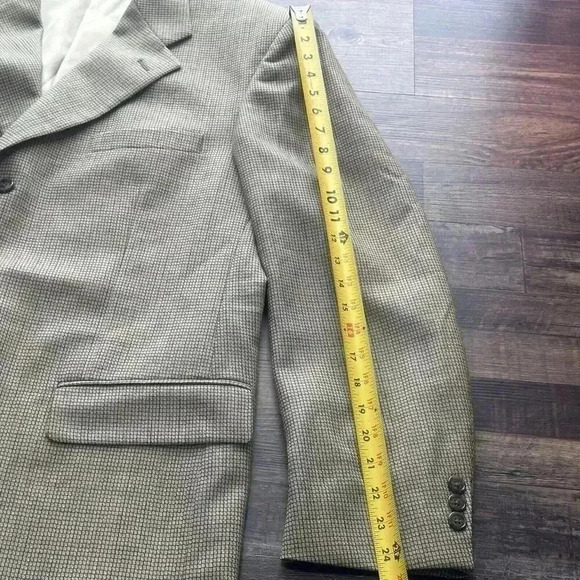 VTG Givenchy Monsieur Worsted Wool Suit Sport Jacket Blazer Houndstooth Sz 42R - Picture 12 of 16